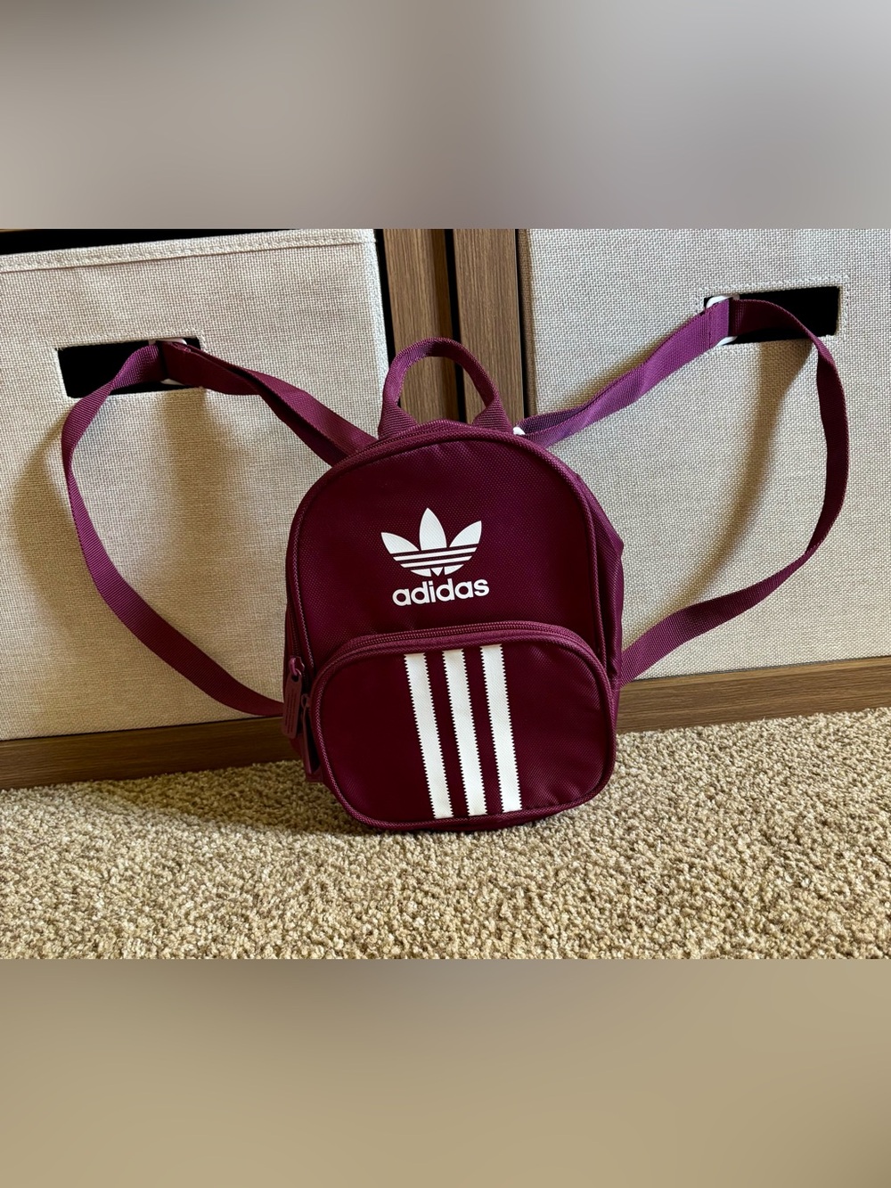 adidas Victory Crimson Purple Mini Backpack 3 Stripes Santiago Bag